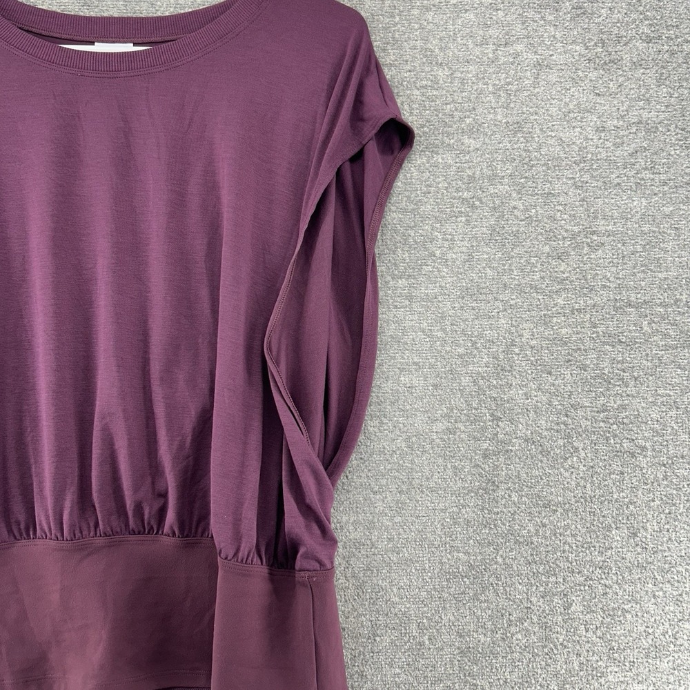Athleta Ease In Hybrid Tee Sleeveless Woman Size Large Burgundy Activewear - Picture 6 of 9